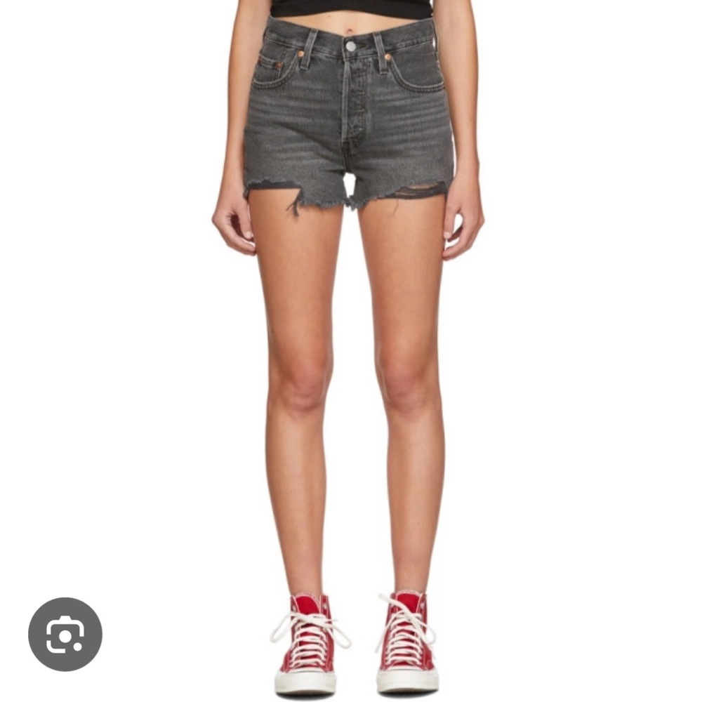 Levi's Gray Jean Shorts Distressed Cut-Off Style